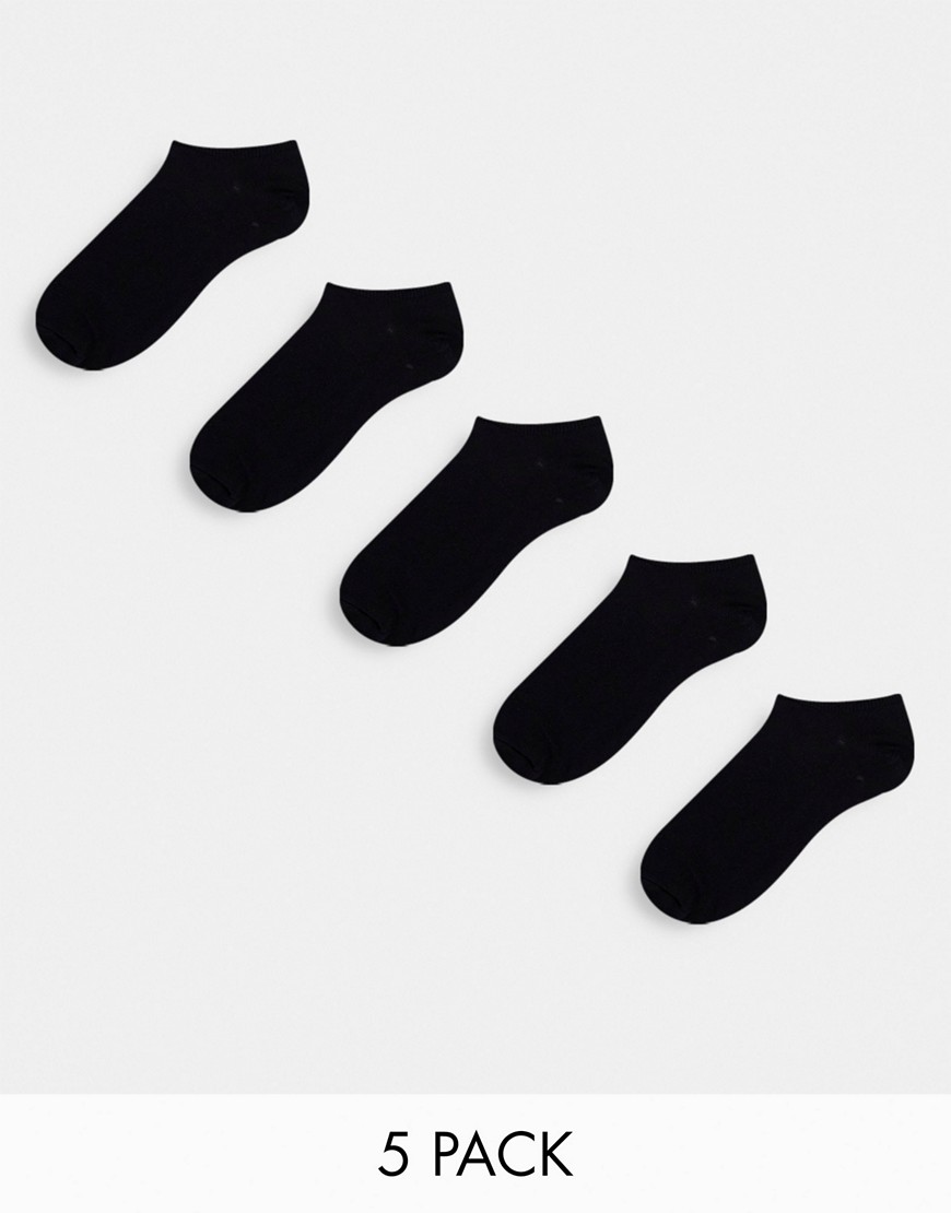 New Look 5 pack trainer socks in black