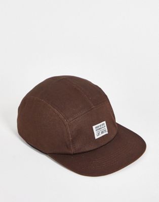New Look 5 panel cap with patch in dark brown
