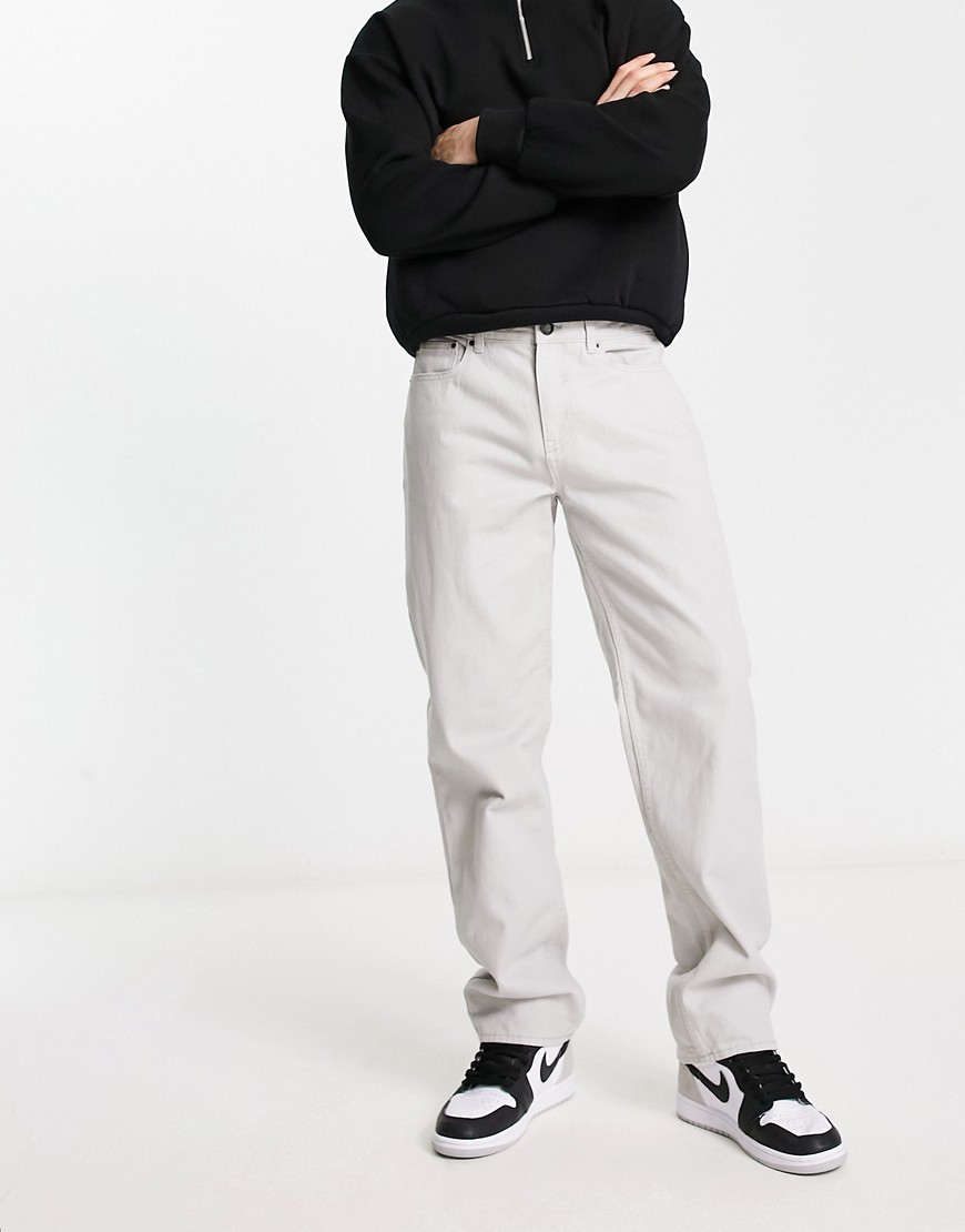 New Look 5 pocket straight trousers in stone-Neutral