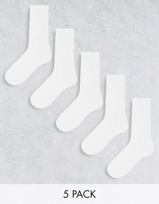 New Look – 5er-Pack geripptes Socken in Weiß