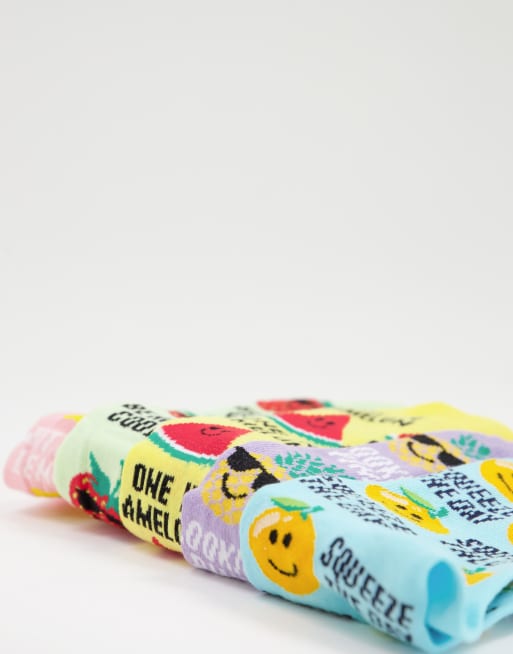 New Look – 5er-Pack Socken in mehreren Farben mit Früchte-Prints, 2 von 4