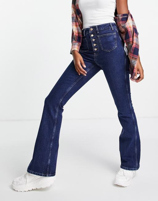 Flare For You Tall High Waisted Flared Leg Jeans in Light Blue Wash