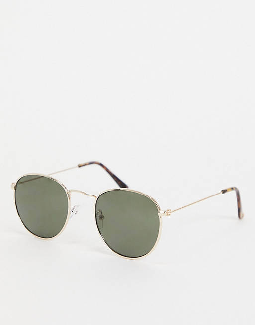 New Look 70s round sunglasses in green pattern