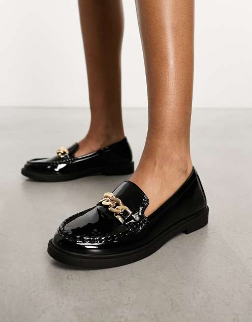New Look 90s buckle loafers in black