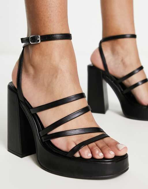 New Look 90 s platform strappy heeled sandals in black ASOS