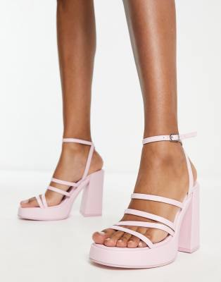 New Look 90’s strappy platform heeled sandals in light pink