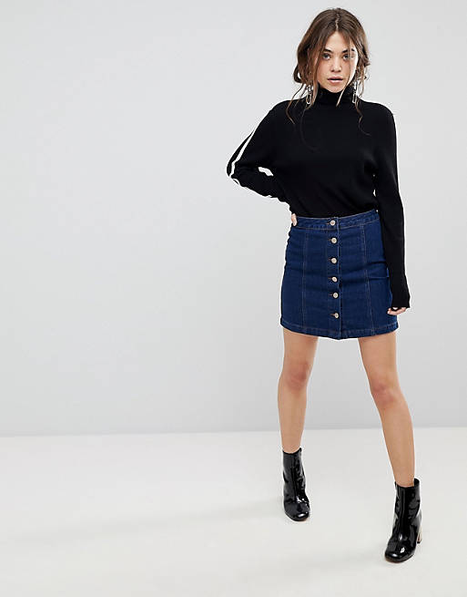 New Look A Line Button Through Denim Skirt