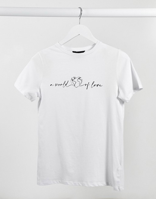 New Look a world of love tee in white