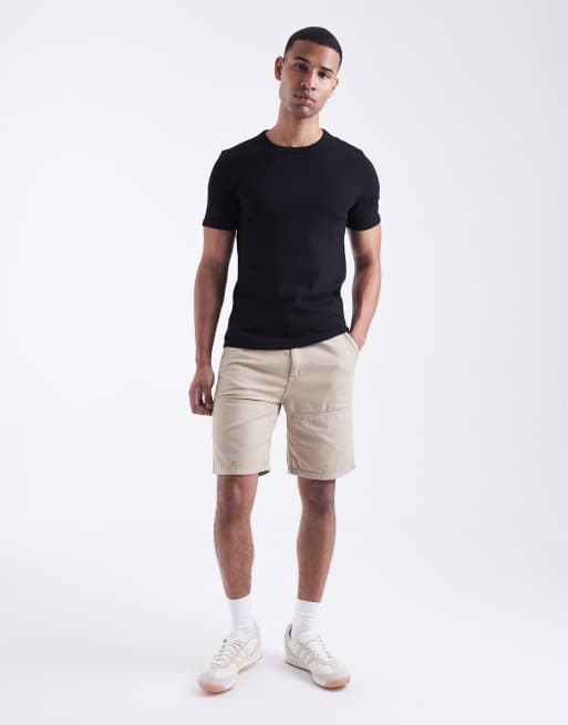 New Look - Aansluitend T-shirt met ribbels in zwart , 2 van 5