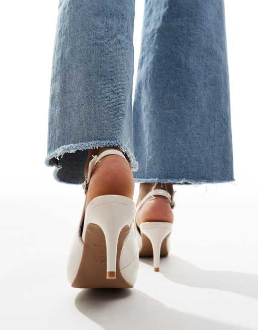New Look – Absatzschuhe aus Kunstleder in Wollweiß mit Fersenriemen, 2 von 4