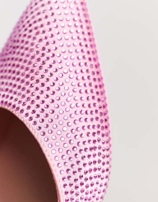 New Look – Absatzschuhe in Rosa mit Strassbesatz und Fersenriemen, 2 von 4