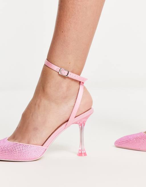 New Look – Absatzschuhe in Rosa mit Strassbesatz und Fersenriemen, 4 von 4