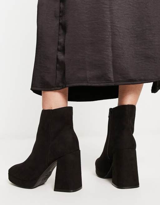 New Look – Absatzstiefel in Schwarz aus Wildlederimitat mit eckiger Zehenpartie, 2 von 4