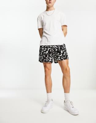 New Look abstract print shorts co-ord in black | ASOS