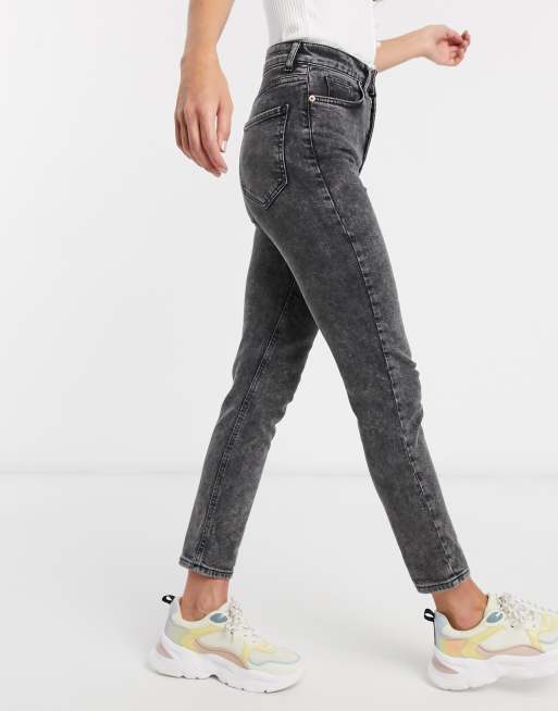 Look acid wash mom jeans in gray | ASOS