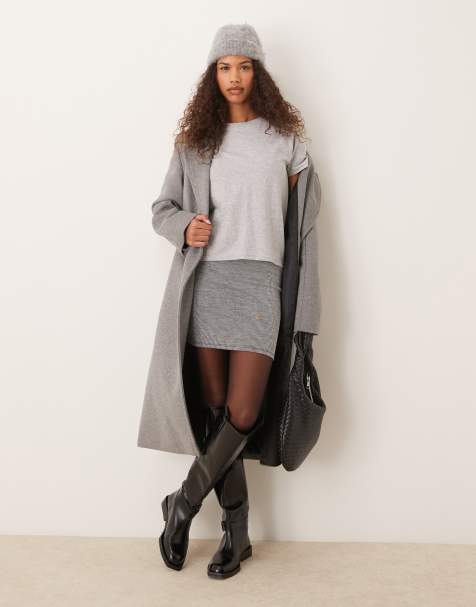 New Look acid wash ribbed mini tube skirt in grey - view 1