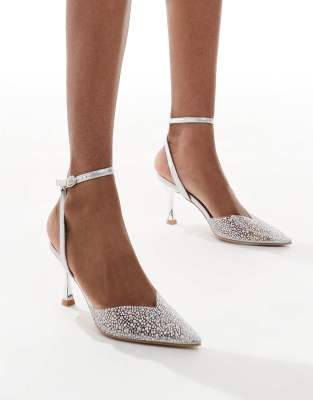  acrylic embellished heeled court shoe 