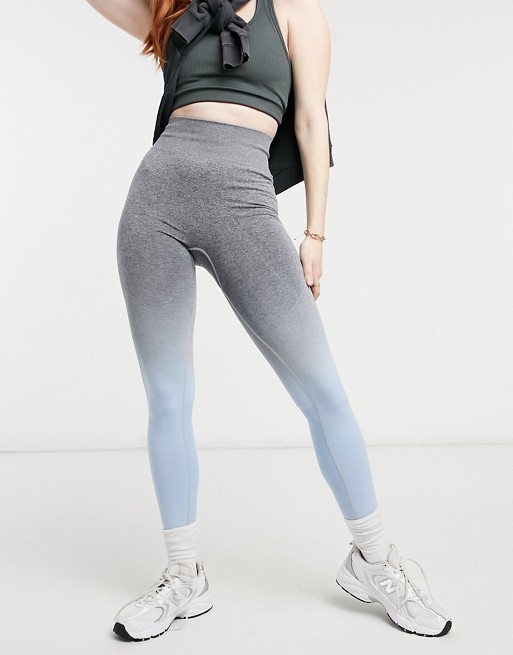 New Look active seamless leggings in blue ombré