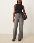 [New Look] New Look Adalae high waisted wide leg jeans in grey 14 GREY