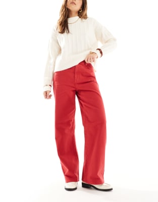 New Look - Adalae - Jeans in Rot mit weitem Schnitt