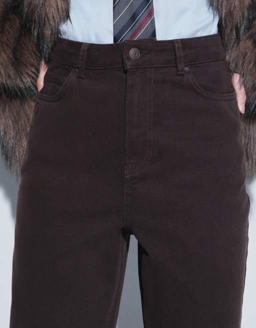 New Look Adalae jeans med brede ben i mørkebrun, 2 af 9