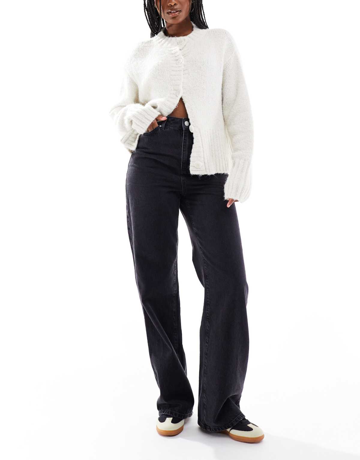 New Look Adalae wide leg jean in black