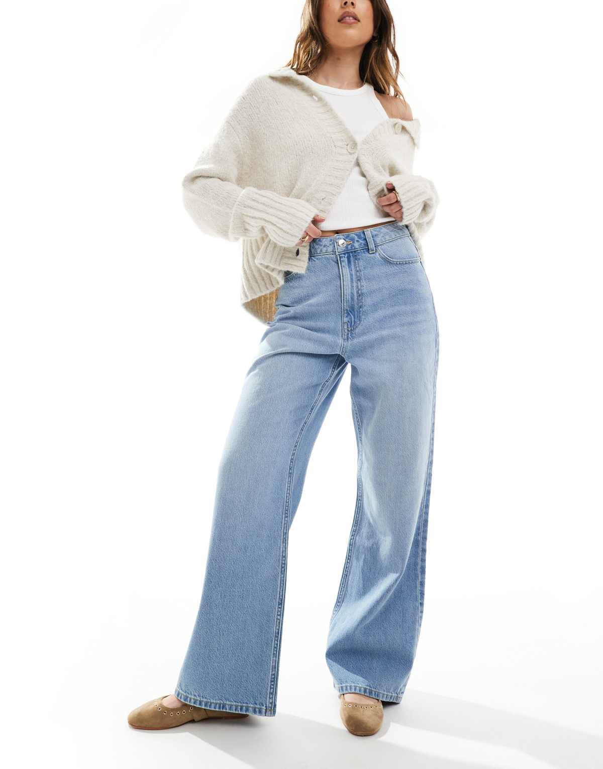 New Look Adalae wide leg jean in blue