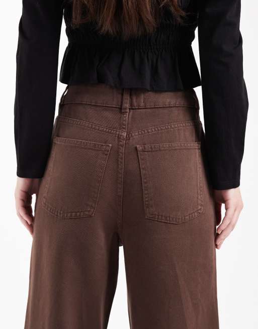 New Look Adalae wide leg jeans in brown, 4 of 5