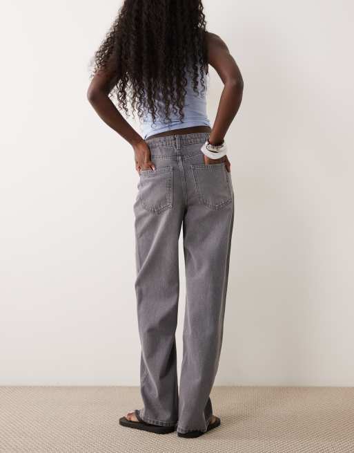 New Look Adalae wide leg jeans in light grey, 3 of 5