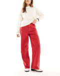 [New Look] New Look Adalae wide leg jeans in red 18 Bright red