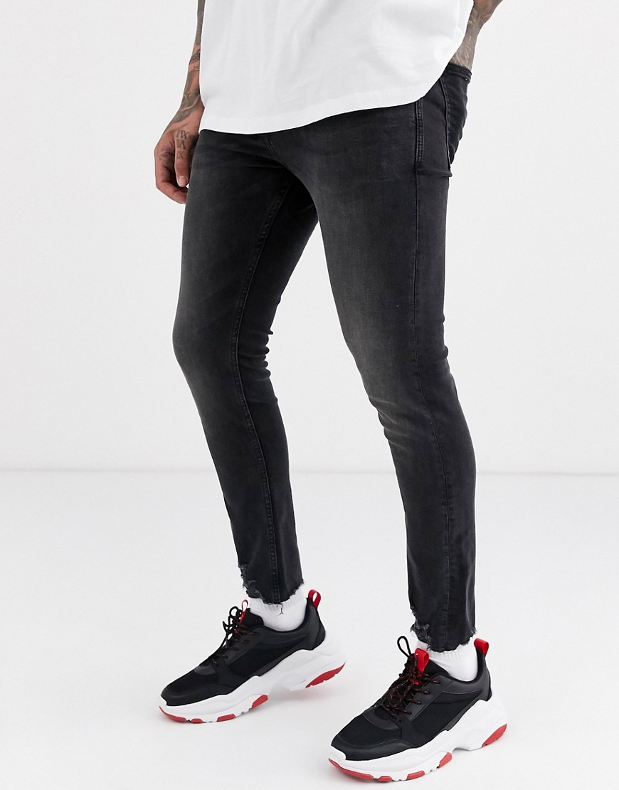 New Look - Afgeknipte skinny jeans met stretch in zwarte wassing