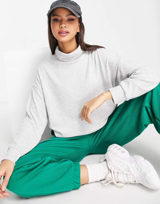 New Look – Angerauter Rollkragenpullover in Hellgrau