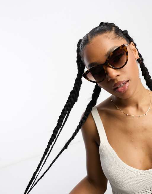 New Look angled cateye sunglasses in milky torte, 3 of 4