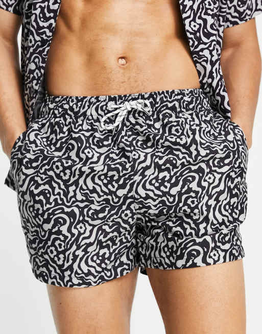 New Look animal print swim shorts co-ord in black