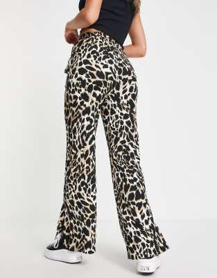 Wide leg animal outlet print trousers