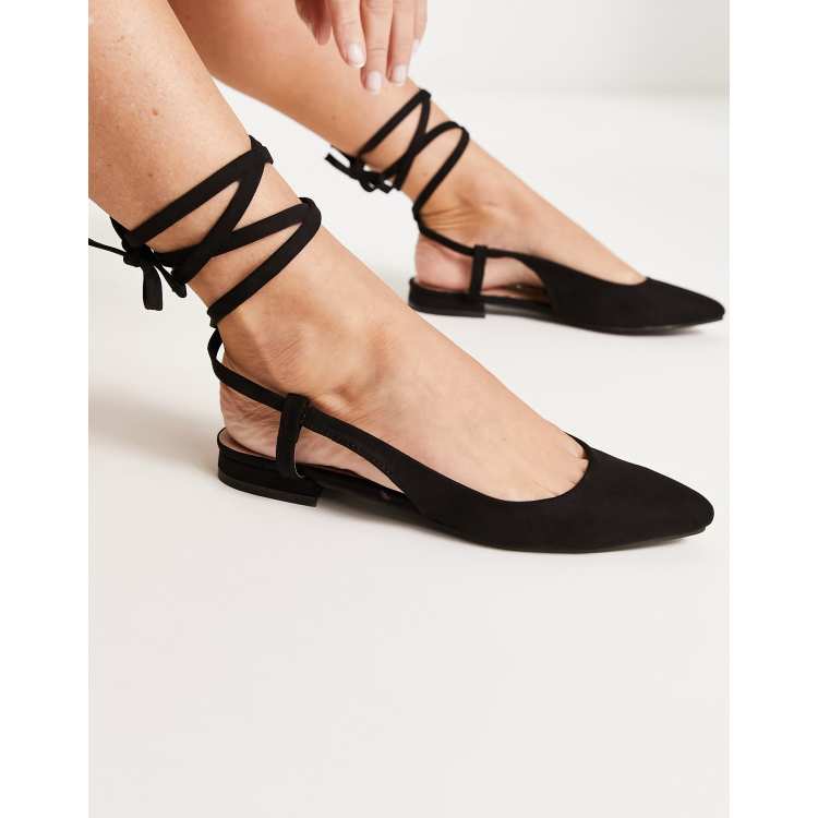 Black lace deals up flats