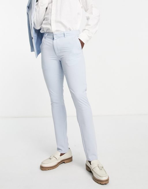 New Look – Anzughose in Hellblau mit sehr engem Schnitt