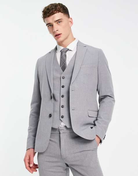 New Look – Anzugjacke mit sehr engem Schnitt in Grau - view 1