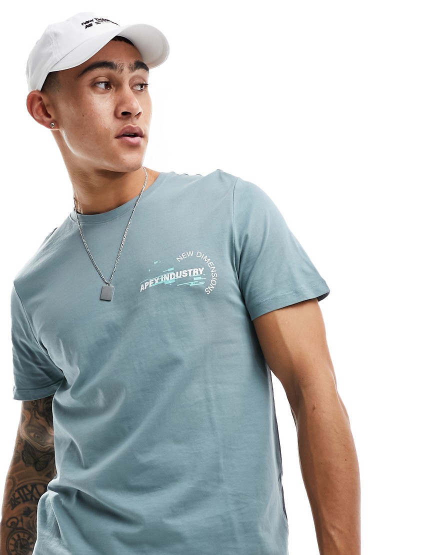 New Look apex industry t-shirt in teal-Blue