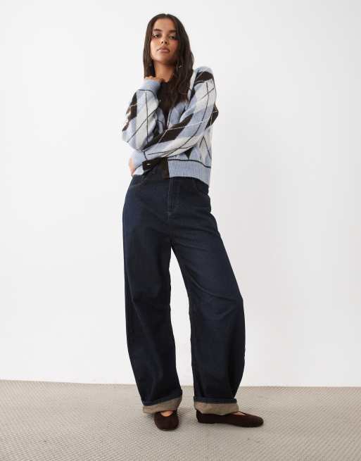 New Look argle crew neck cardigan in blue, 2 of 4