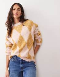 New Look argyle knitted jumper in pink
