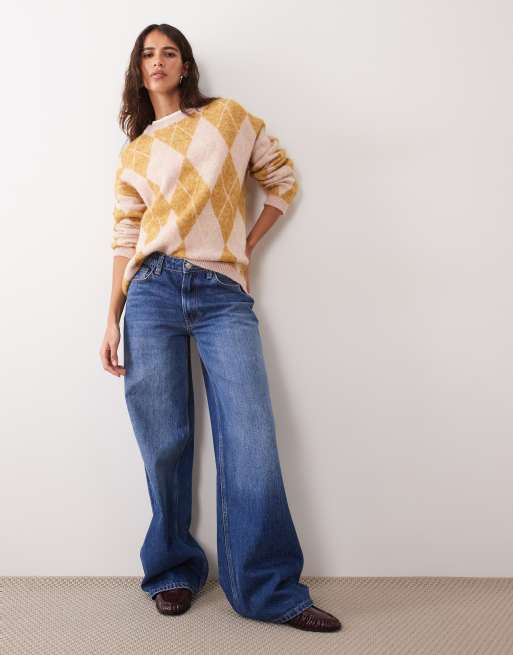 New Look argyle knitted jumper in pink, 2 of 4