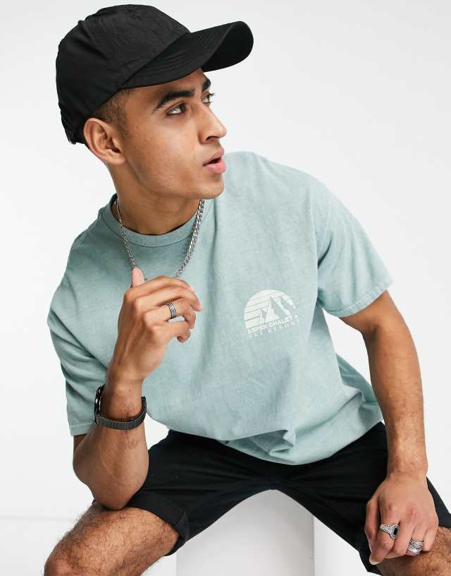 New Look aspen chest print t-shirt in mid green