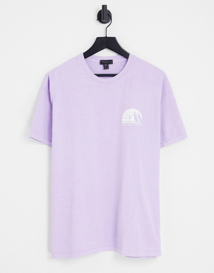 New Look aspen chest print T-shirt in purple