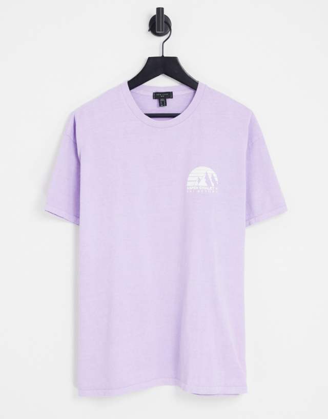 New Look aspen chest print T-shirt in purple