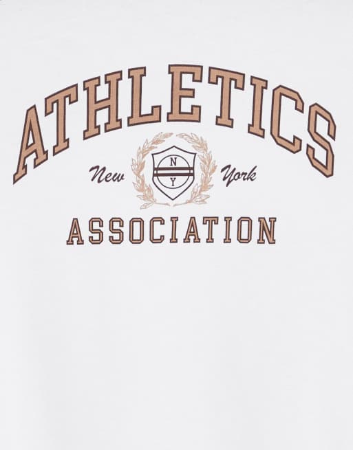 New Look athletics association slogan tee in white, 3 of 4