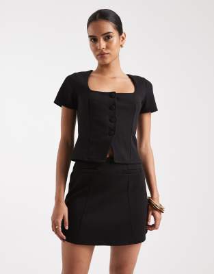 New Look - Ausgestellter Minirock in Schwarz, Kombiteil