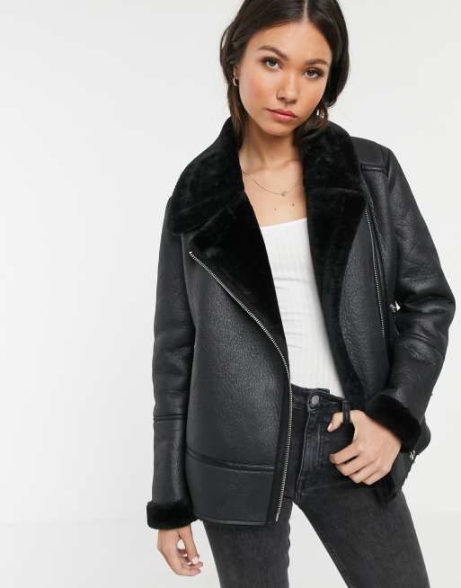 New Look aviator jacket in black | ASOS