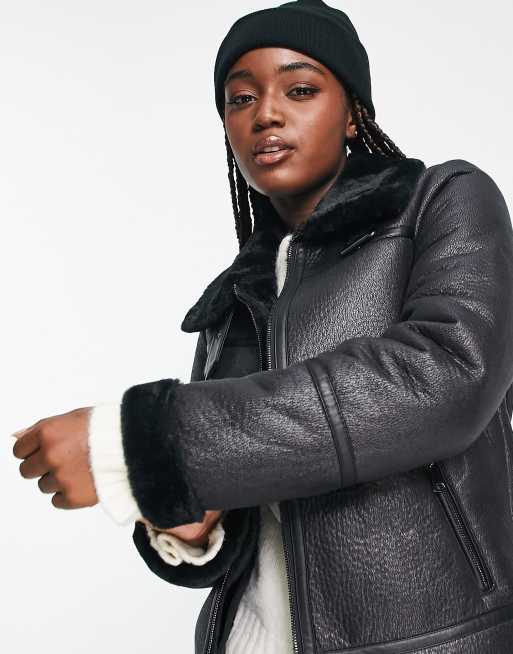 New look shop black aviator jacket