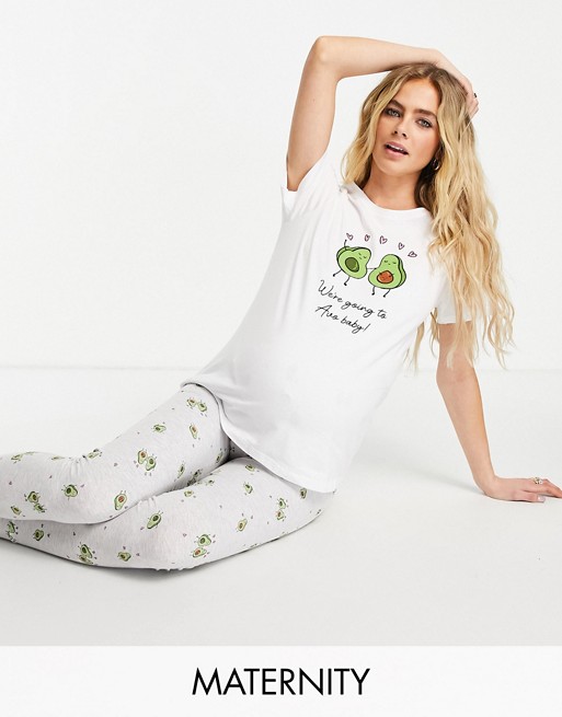 New Look avocado motif tee & legging pyjama set